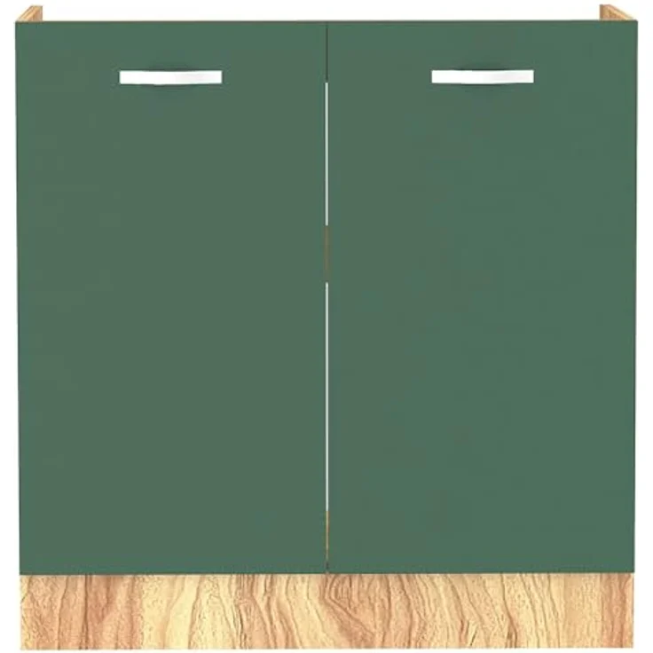 Shally Dogan Küchenunterschrank mit 2 Türen zum Einbauen, Unterschrank mit 80 cm für Spüle (Grün, 80 x 50 x 85 cm) – Bild 8