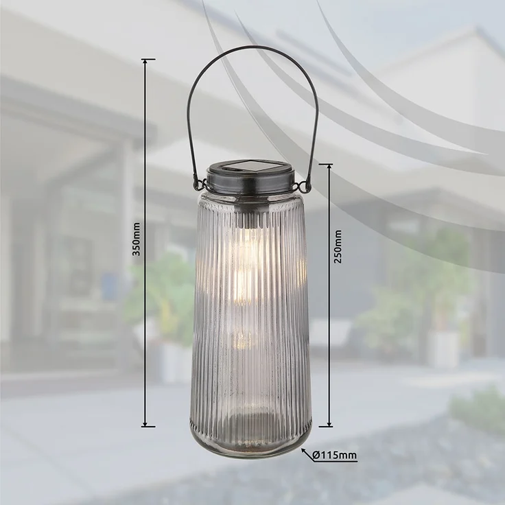 LED Solarleuchte, Laterne, Glas klar, H 25 cm – Bild 8