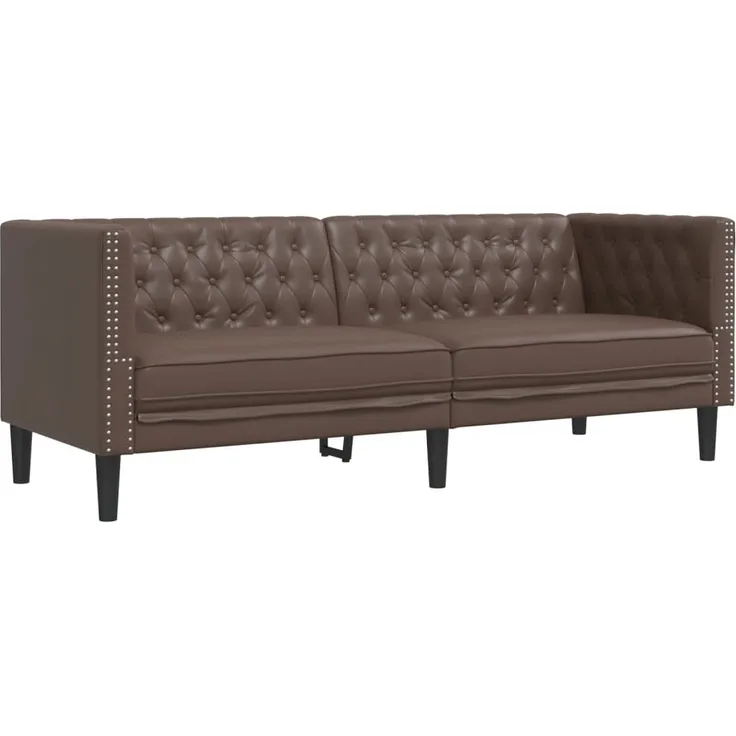 vidaXL Chesterfield-Sofa 3-Sitzer Braun Kunstleder 372668