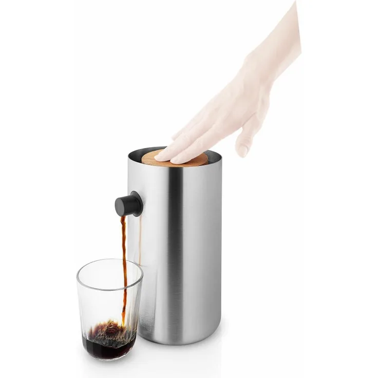 Eva Solo Nordic kitchen Pumpthermokanne, Thermokanne, Kaffeekanne, Teekanne, Edelstahl / Geöltem Eichenholz / Kunststoff, Steel, 1. 8 L, 502903