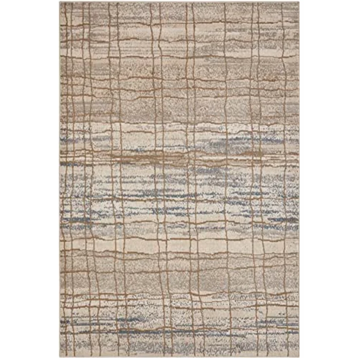 XXXL Flachwebeteppich Terrain, rechteckig 120x170 cm, Blau und Creme, Oeko-Tex® Standard 100, pflegeleicht, strapazierfähig, für Fußbodenheizung geeignet, leicht zusammenrollbar – Bild 4