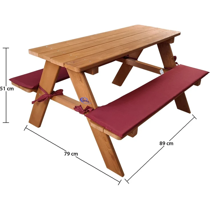 Coemo Kinder-Sitzgruppe Picknicktisch mit Polster Spieltisch Gartentisch Holz – Bild 3