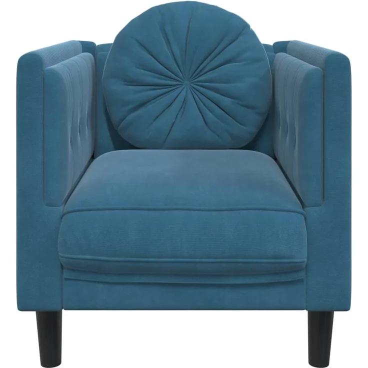 vidaXL Sessel mit Kissen Blau Samt 372630 – Bild 3