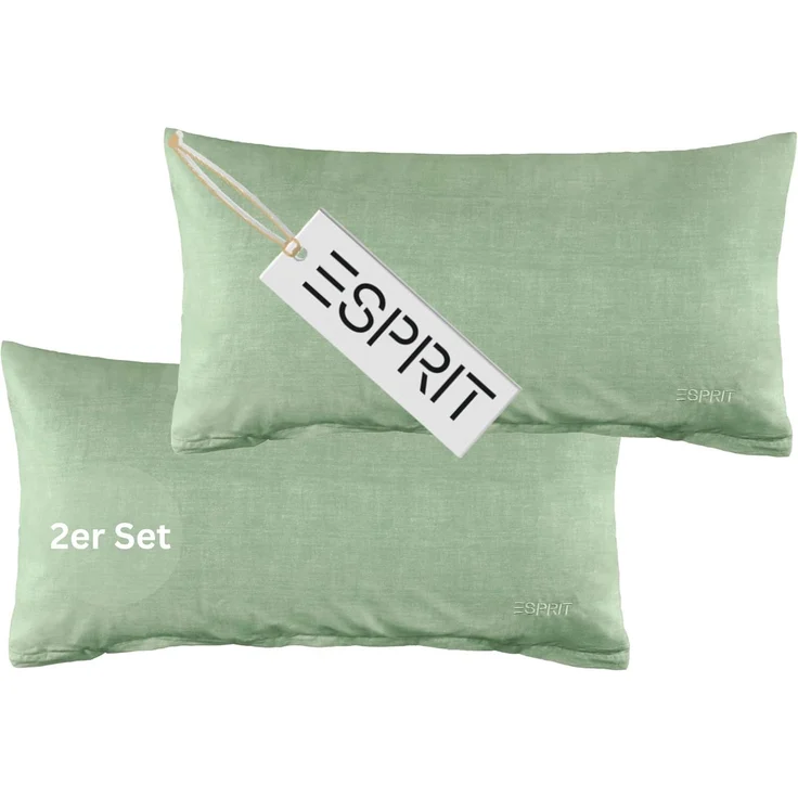 Esprit Bettwäsche HARP Renforcé Kissenbezüge und Bettwäsche, Baumwolle, 2 teilig, 40 x 80 cm 2er Pack in Grün