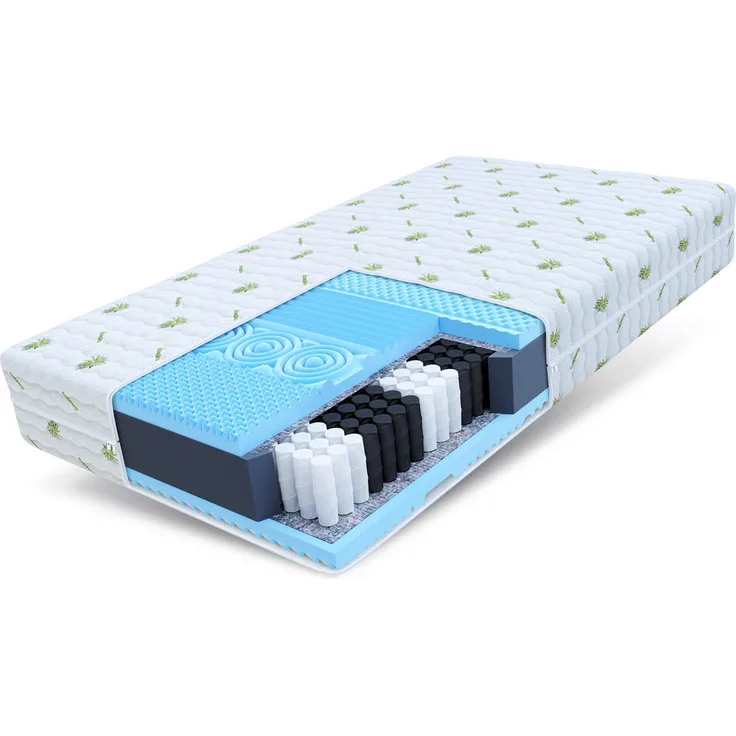 FDM Taschenfederkernmatratze, 7-Zonen, H3, 160x200 cm, Weiß, Oeko-Tex® Standard 100, atmungsaktiv, Aloe Vera Bezug, abnehmbar/waschbar, wendbar