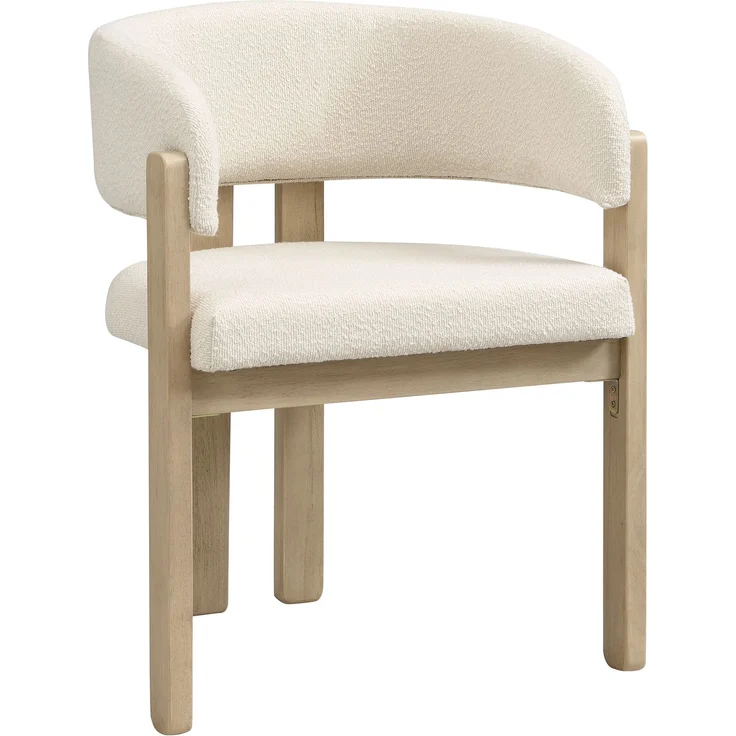 Esszimmerstuhl aus Massivholz mit Bouclé-Bezug und Armlehnen, Natur, 2 Stück,H 80 x T 60 x B 51 cm – Bild 6