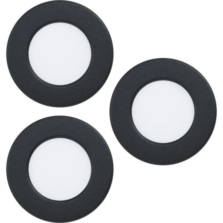 EGLO connect.z 3er-Set Smart-Home LED Bad-Einbaustrahler Fueva 6-Z, flach, Ø 8,6 cm, ZigBee, App und Sprachsteuerung Alexa, RGB, warmweiß-kaltweiß, dimmbar, Metall Einbauspot schwarz, IP44
