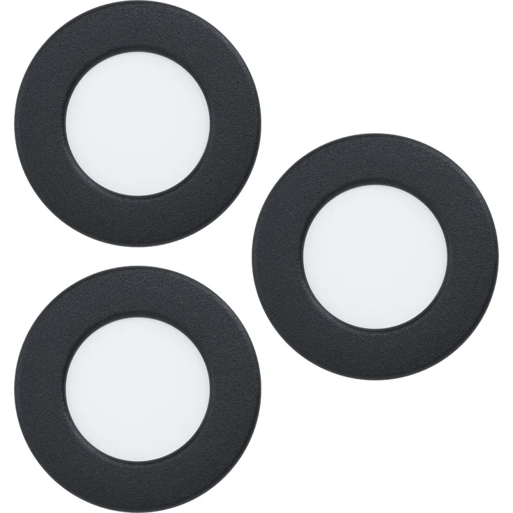 EGLO connect.z 3er-Set Smart-Home LED Bad-Einbaustrahler Fueva 6-Z, flach, Ø 8,6 cm, ZigBee, App und Sprachsteuerung Alexa, RGB, warmweiß-kaltweiß, dimmbar, Metall Einbauspot schwarz, IP44