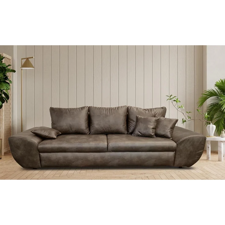 Big-Sofa mit Schlaffunktion und Bettkasten XXL Couch im Vintage Look in Braun – Bild 6