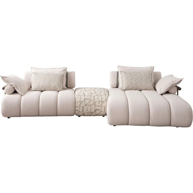 Sitzgruppe/Sofa Set - Wohnzimmergarnitur "Luccani" 3 Sitzer + Ecksofa + Mittelkonsole +1 Sitzer-White/Mintgrün – Bild 11