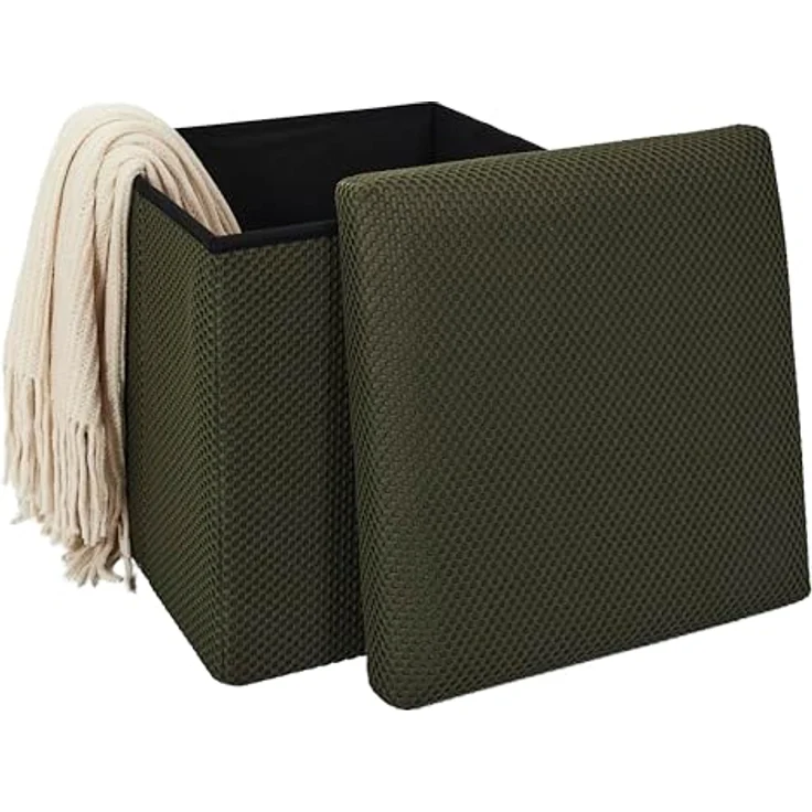 HOME DECO FACTORY, HD0507, Faltbare Ottoman-Truhe, modernes Design, multifunktional, praktische Aufbewahrung, optimaler Komfort, einfache Wartung, Khaki, 38x38 cm – Bild 5