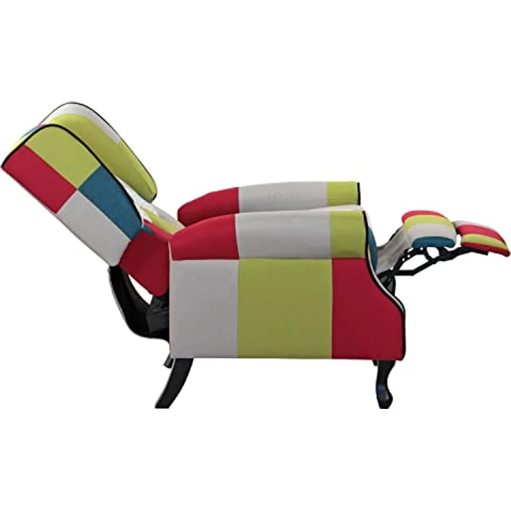 BRIGROS La voglia di fare WeHome – Relaxsessel mit ergonomischer Sitzfläche aus Stoff, Bettsessel, verstellbare Rückenlehne, für Wohnzimmer, Wohnzimmer und Büro (Patchwork, Patchwork) – Bild 6
