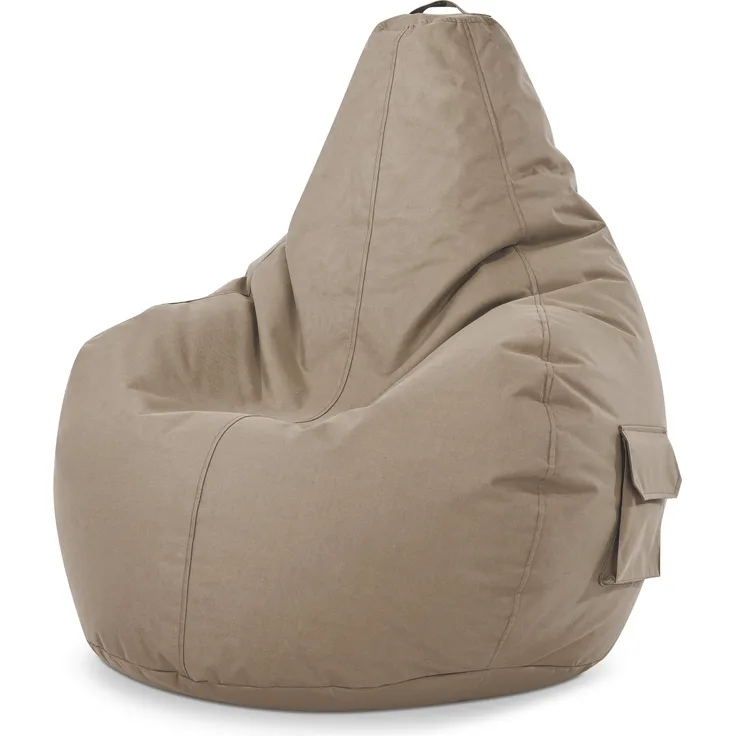 Green Bean® Sitzsack mit Rückenlehne, 230L Füllung waschbar, Polyester-PVC-Stoff taupe, 80 x 70 x 90 cm