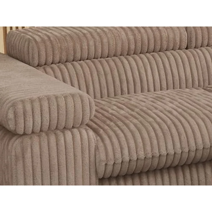 Mks Möbel 'Peter L-form' Ecksofa mit Bettfunktion, Bettkasten & einstellbaren Kopfstützen, Braun, Cord, rechts – Bild 6