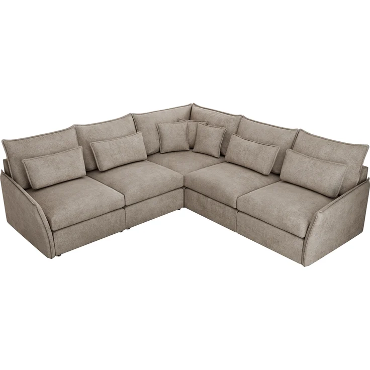 Ecksofa für Wohnzimmer, L-förmige Ecke mit losen Kissen, modular 4-Sitzer couchgarnitur - VERSO - Beige Struktur – Bild 6