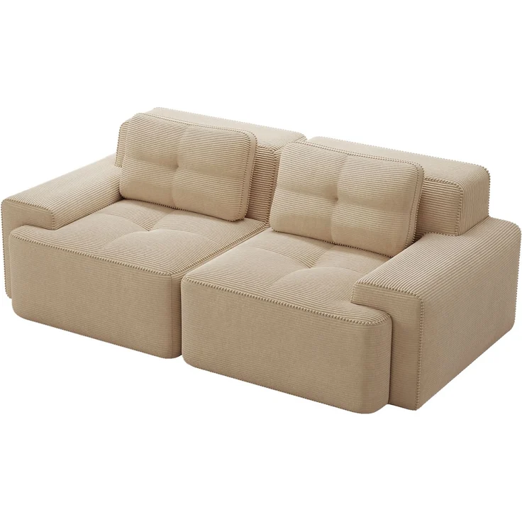 Boneless Modular Sofa,modernes Sofa für Wohnzimmer mit Tiefsitz bequemes Corduroy-Cloud-Sofa Loveseat-Kleinsofa Schlafsofa,Corduroy,Beige, – Bild 5