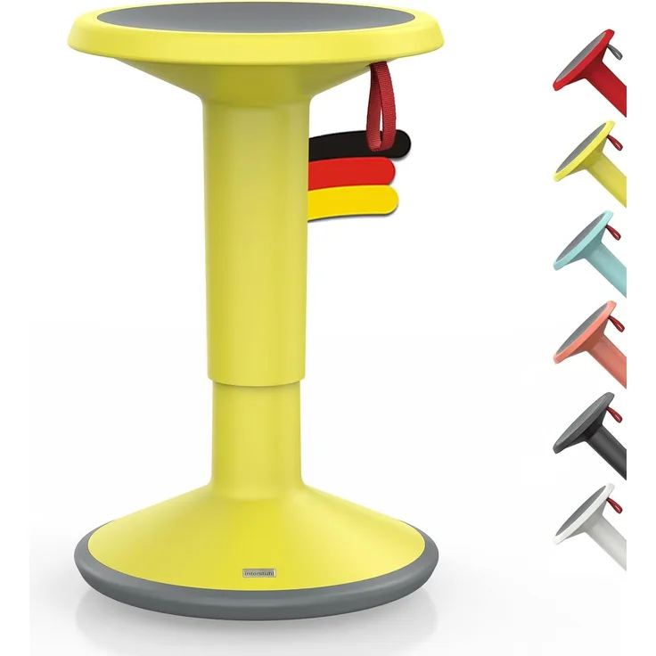 Interstuhl UPis1 – ergonomischer Sitzhocker mit Schwingeffekt – für einen geraden Rücken Made in Germany – inkl. 10 Jahren Garantie (Zitronengelb, Standard Edition)