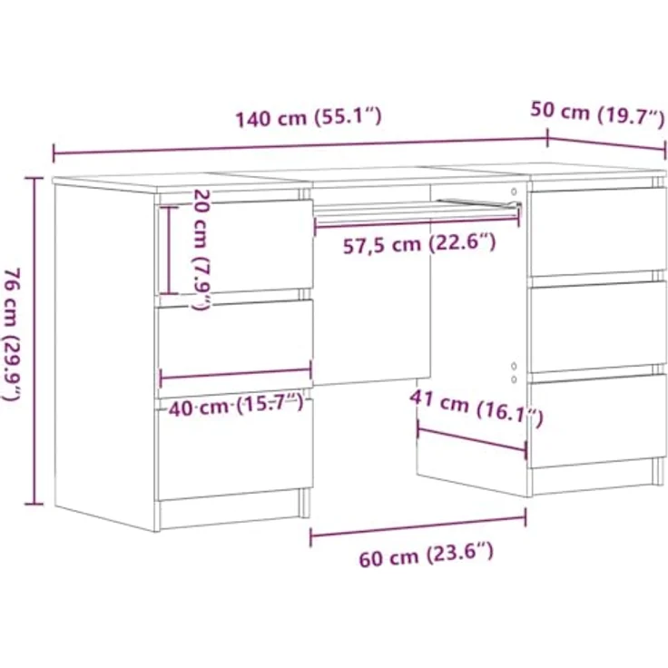 vidaXL Schreibtisch mit Speicher Schwarz Eichen-Optik 140 x 50 x 76 cm 3329284 – Bild 4