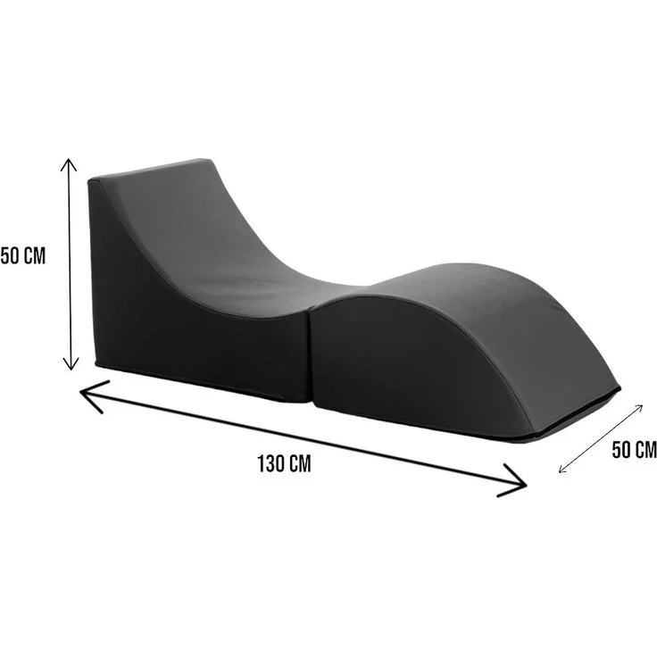 Dmora Klappbett Arbil, Pouf umwandelbar in ein Einzelbett, Chaiselongue aus Leder, 100 % Made in Italy, 130 x 50 x 50 cm, Schwarz – Bild 3