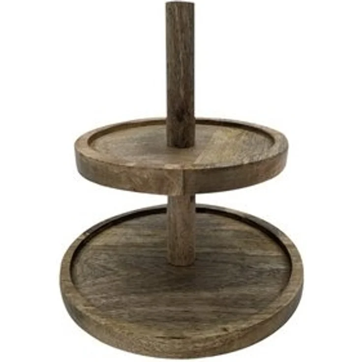 Spetebo Etagere Mangoholz Etagere mit 2 Ablagen - 25 cm, Mangoholz, (Packung, 1-tlg, 1 x Servierständer), Servierständer aus Holz – Bild 6