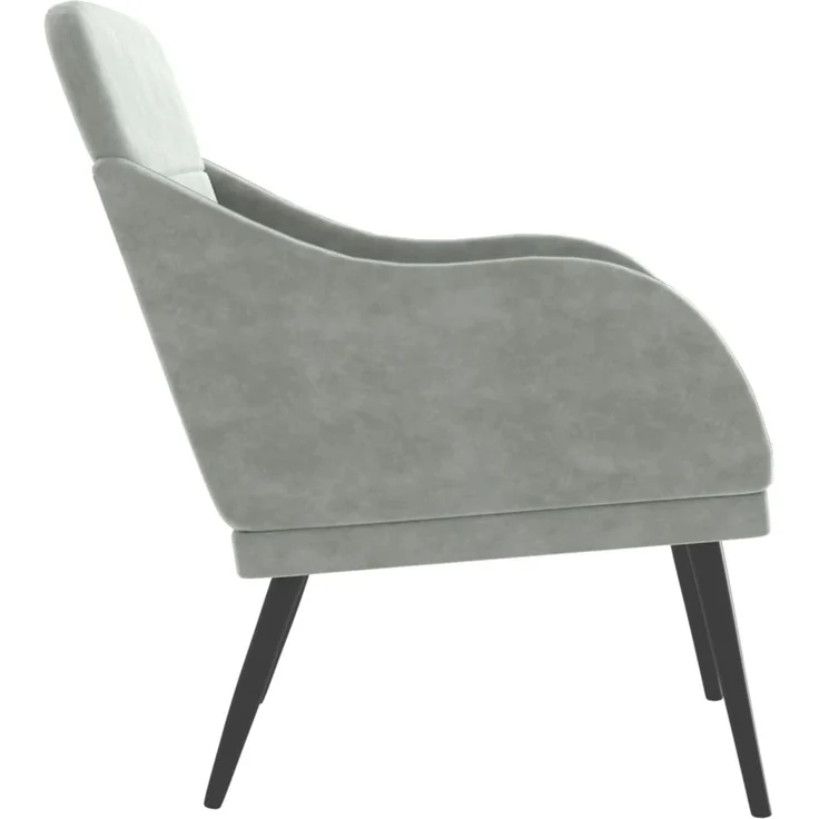 Sessel wohnzimmer, Relaxsessel Hellgrau 63x76x80 cm Samt – Bild 4