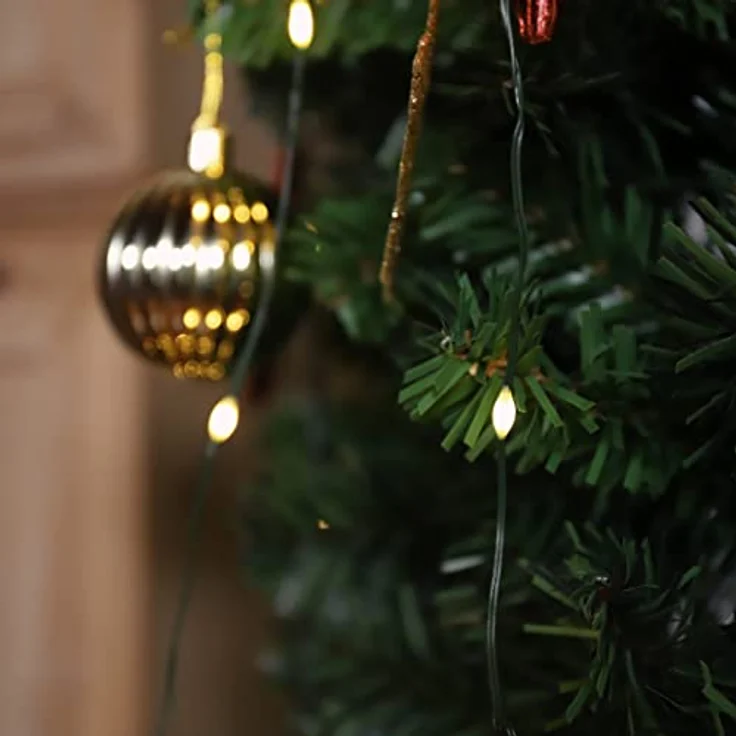 SALCAR 1,5m Christbaumbeleuchtung mit Ring, 120 LED Lichterkette für Weihnachtsbaum, 8 Girlanden, Warmweiß, 9 Modi, Sicherheits-USB-Schnittstelle – Bild 5