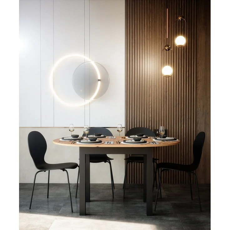 Newroom Esstisch Schwarz 100 cm, ausziehbar bis 140cm Weiß Küchentisch Speisetisch – Bild 1