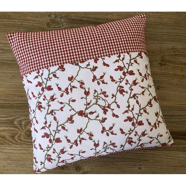 matches21 HOME & HOBBY Kissenbezüge Kissen-Bezug 40x40 cm Landhaus-Stil Hagebutten rot weiß Baumwolle, (1 Stück), Wohnzimmer Kissen-Hülle als Deko-Kissen Zier-Kissen Sofa-Kissen – Bild 1