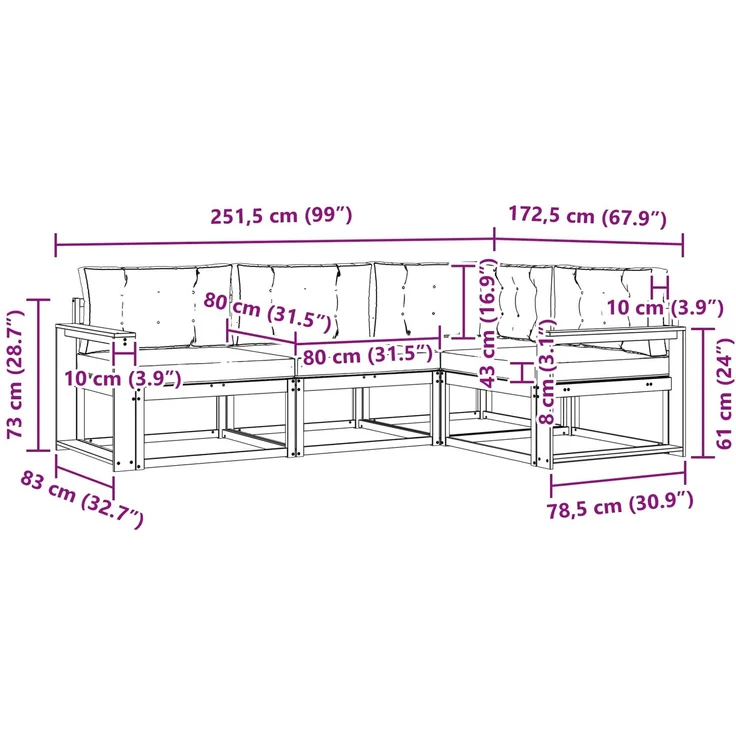 vidaXL Outdoor-Sofagarnitur 4 stk. Weiß und Hellgrau 3386380 – Bild 9