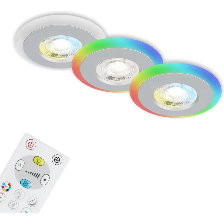 Di-Ka LED Einbauleuchte Skill Color 3er Set chrom-matt Ø 8,4 cm 5 W dimmbar