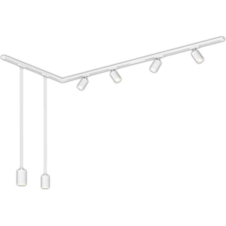 Briloner Leuchten LED Pendelleuchte 8014066B, LED wechselbar, 2700K - Extra-Warmweiß, Schienensystem Rail 2,25 m Weiß max. 9W Decke Wohnzimmer Büro Küche – Bild 1