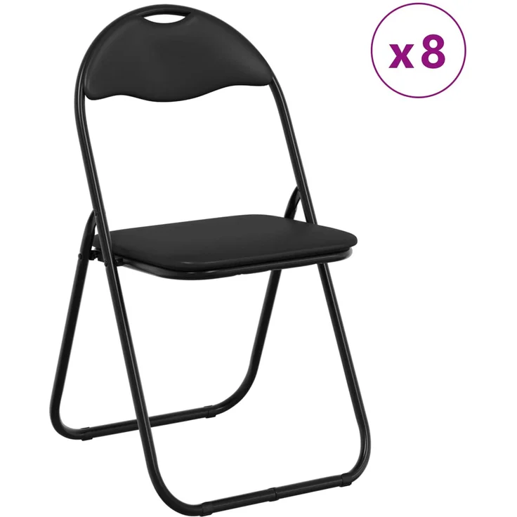 vidaXL Klappstuhl 8 pcs Schwarz 48 x 43,5 x 81 cm Kunstleder 42029054 – Bild 3