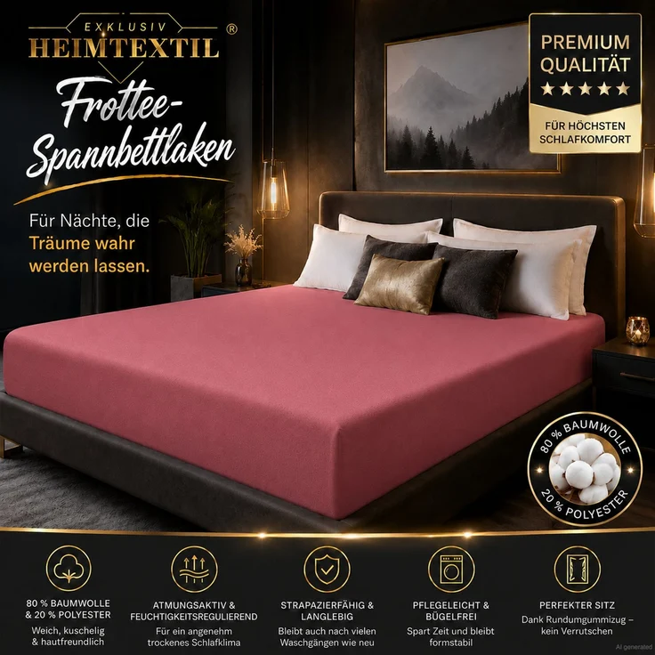 Frottee Spannbettlaken Doppelpack 60 - 70 x 140 cm Bordeaux – Bild 2