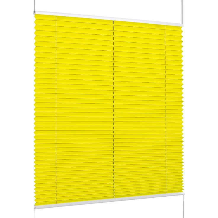 K-home Klemmfix-Plissee Florida Gelb 90x210 cm (B x L) einzigartiges Design mit bezauberndem Lichteffekt