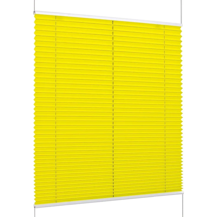 K-home Klemmfix-Plissee Florida Gelb 90x210 cm (B x L) einzigartiges Design mit bezauberndem Lichteffekt – Bild 1