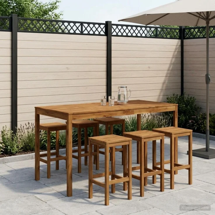 vidaXL Gartenbar-Tisch LAREN Natur 196 x 100 x 105 cm 3394418 – Bild 1