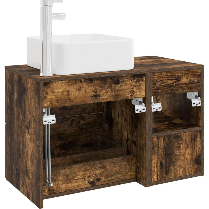 vidaXL Badezimmerschrank-Set 2 stk. Geräucherte Eiche 3403884 – Bild 6