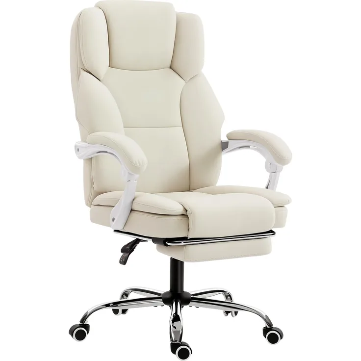 MELAYR, Ergonomischer Bürostuhl, Bürostuhl mit verstellbarer Rückenlehne, Höhenverstellbar, 64 x 73 x 112–120 cm, Beige