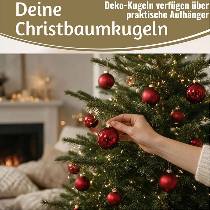 LS-LebenStil Weihnachtsbaumkugel 18-20 Design Glas Weihnachtskugeln 6cm Rot Ochsenblut Christbaum Deko (18 St), Edle Weihnachtsdeko Matt / Glänzend Weihnachtsbaumschmuck Deko Kugeln – Bild 4