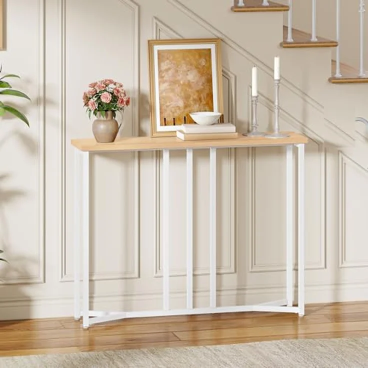 YITAHOME Konsolentisch Schmal, Console Table, 20 x 80 x 80 cm, Konsolentisch Weiss 20 cm tief, Beistelltisch Hoch, Flurtisch, Schmaler Sofatisch für Flur, Wohnzimmer, Schlafzimmer – Bild 4