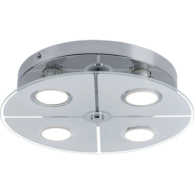 LED Deckenleuchte, Chrom, Glas satiniert, D 30 cm