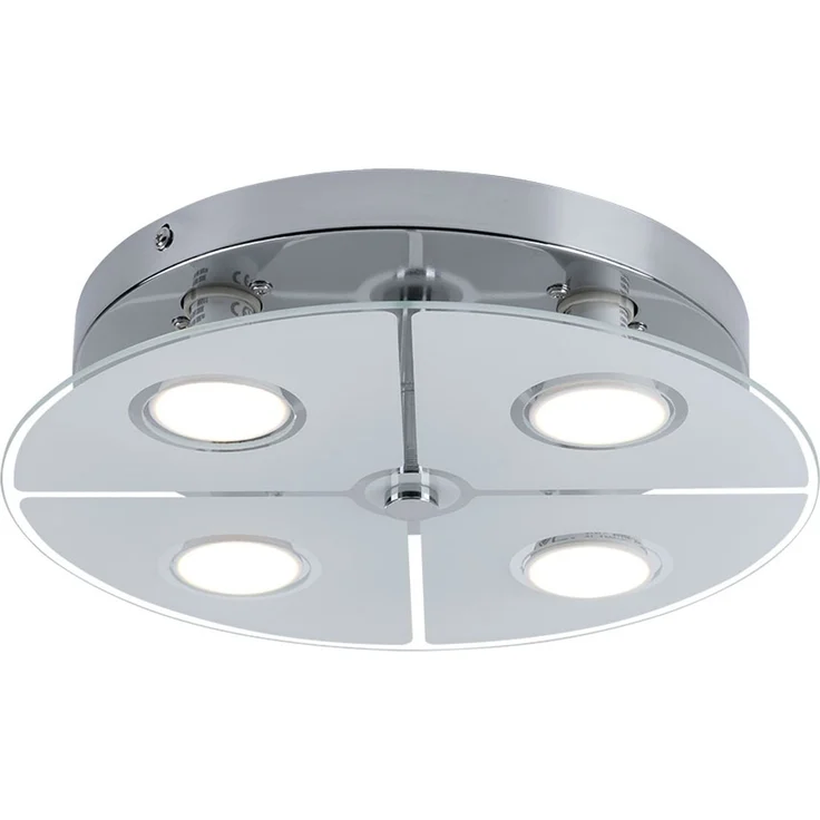 LED Deckenleuchte, Chrom, Glas satiniert, D 30 cm – Bild 1
