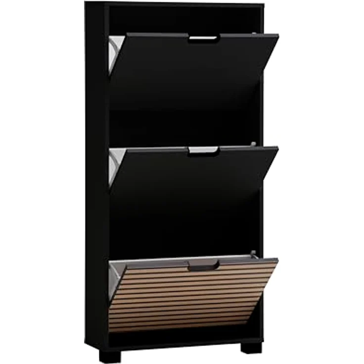 Schildmeyer Schuhschrank Schuhkipper Ryker 160033, Schwarzmatt/Akustikpaneel Optik, 59,8 x 19,5 x 124 cm – Bild 5
