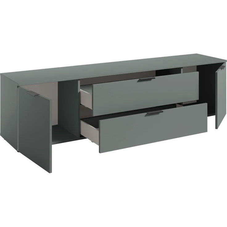 Lowboard >Linz< 2 Türen, 2 Schübe, in Salbei - 180x47x40cm (BxHxT) – Bild 3