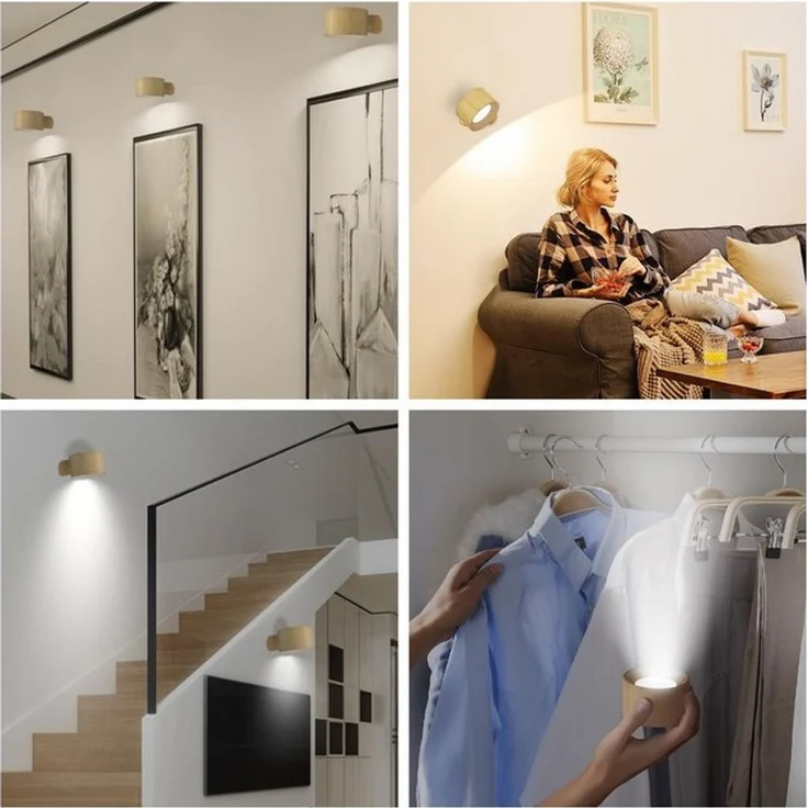 BlingBin LED Wandleuchte Innen Wandlampe Dimmbarem LED-Licht, Touch-Wandleuchte, Leselampe, 3 Farbmodi, LED fest integriert, Warmes Licht, weißes Licht, natürliches Licht, Magnetische Befestigung kabellose Leuchten für Schlafzimmer, Flur – Bild 4