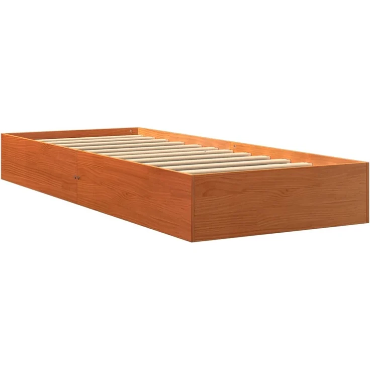 Einzelbetten, Betten für Erwachsene, Massivholzbett ohne Matratze Wachsbraun 90x190 cm Kiefernholz de4266 – Bild 3