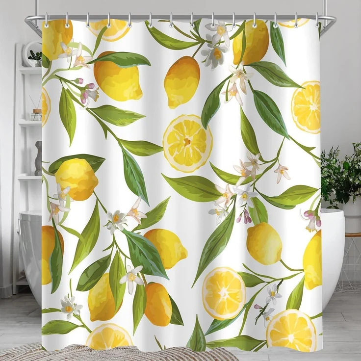 Duschvorhang Zitrone Blatt 240x180cm Antischimmel, Wasserabweisend – Bild 8