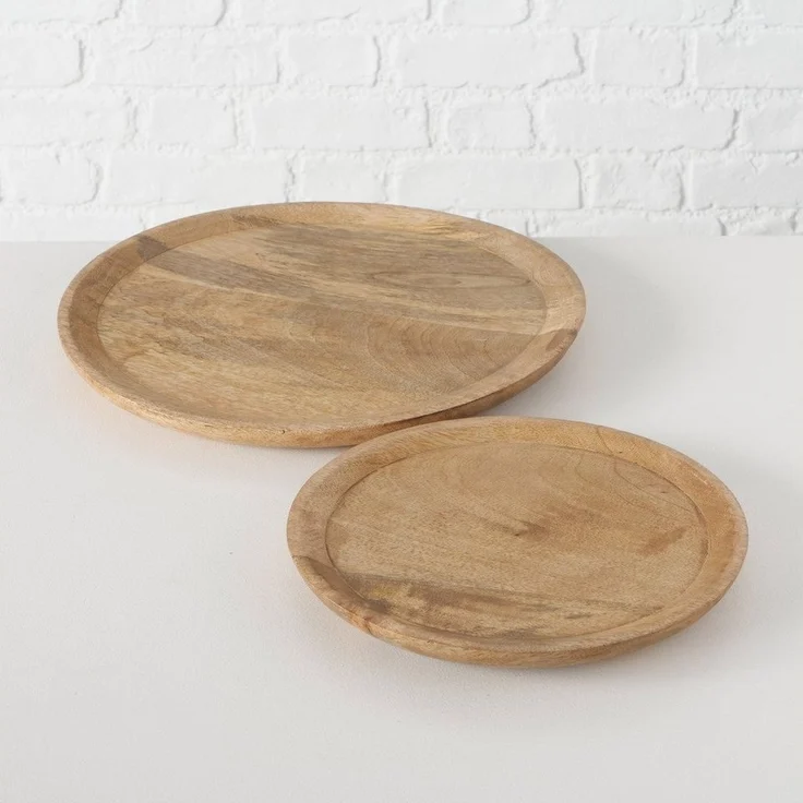 BOLTZE Tablett Boltze Teller Maino 2er Set Serviertablett Mango Holz Ã¸ 26-35cm – Bild 2