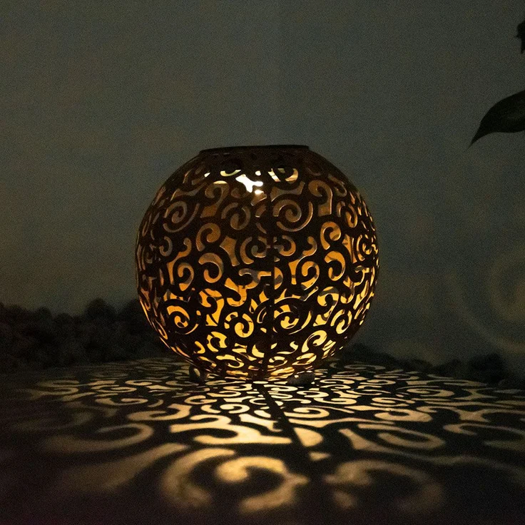 LED Solarleuchte, Dekorgeflecht-Kugel, Höhe 54 cm – Bild 7