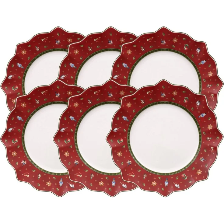 Villeroy & Boch Teller-Set Toy's Delight Speiseteller rot 29 cm Set6, Premium Porcelain